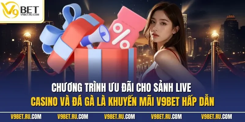 Chương trình ưu đãi cho sảnh live casino và đá gà là khuyến mãi V9BET hấp dẫn  